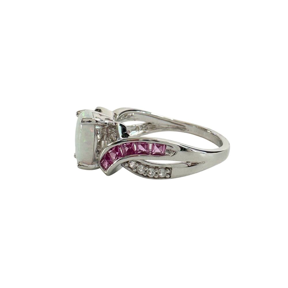 Beautiful Lab Created Opal & Sapphire Ring - Size 7 - Picture 7 of 15